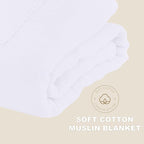 Cosy Family 4 Layer Muslin Bed Blanket - Breathable and Lightweight Gauze Boho Blanket for Spring, Soft 100% Cotton Muslin, White, 55x80 Inches