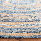 SAFAVIEH Cape Cod Collection Area Rug - 5' Round, Blue & Natural, Handmade Braided Jute & Cotton, Ideal for High Traffic Areas in Living Room, Bedroom (CAP209L) - color: Blue/Natural, size: 5' (Round)