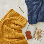 Longhui bedding Acrylic Cable Knit Sherpa Throw Blanket - Thick, Soft, Big, Cozy Grey Blue Knitted Fleece Blankets for Couch, Sofa, Bed - Large 50 x 63 Inches Gray Blue Coverlet All Season - color: Grey Blue, size: 50" x 63", Standard