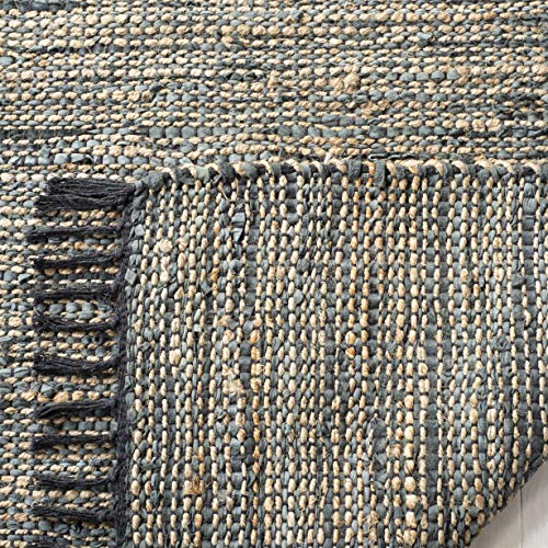 SAFAVIEH Vintage Leather Collection Accent Rug - 2' x 3', Grey, Handmade Boho Fringe Leather & Jute, Ideal for High Traffic Areas in Entryway, Living Room, Bedroom (VTL203F) - color: Grey, size: 2' x 3' (Rectangular)