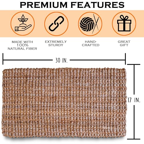 Jute Doormat 30x17 Inch, Jute Entryway, Braided Doormat, Natural Woven Welcome Mat