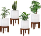 4 Pack Wood Plant Stand Indoor Holders for Plants, Sturdy Flower Pot Stands Plants Shelf, Wooden Stool for Patio Plant Stand, Fit 5-18 Inch Variety Flower Pots, Easily Assemble
