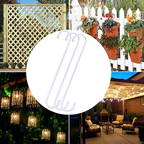 ESFUN 6 Pack 12 inch Extra Large S Hooks White Heavy Duty Plant Hanging Hooks Long S Shaped Extension Hooks for Kitchenware,Utensils,Pergola,Closet,Flower Basket,Garden,Patio,Indoor Outdoor Uses - color: White