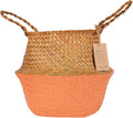 Blueming Large Wicker Planter Basket – 12 Inch Seagrass Plant Pot in Boho Orange for Olive Trees, Faux Plants, or Indoor Decor, Woven Baskets Basket for Living Room or Modern Home Styling