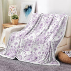 Floral Throw Blanket, Botanical Floral Blanket, Soft, Flannel, Warm, Boho Floral Bed Blanket All Season Flower Throw Blanket for Couch Bedroom Living Room, Purple 60X90 Inch