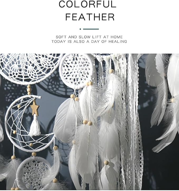 5 Pack Moon Phase Dreamcatcher Set Boho Wall Decor, Boho Macrame Wall Hanging Dream Catchers, for Home, Bedroom, Living Room, Witchy Gifts (Black Blue)