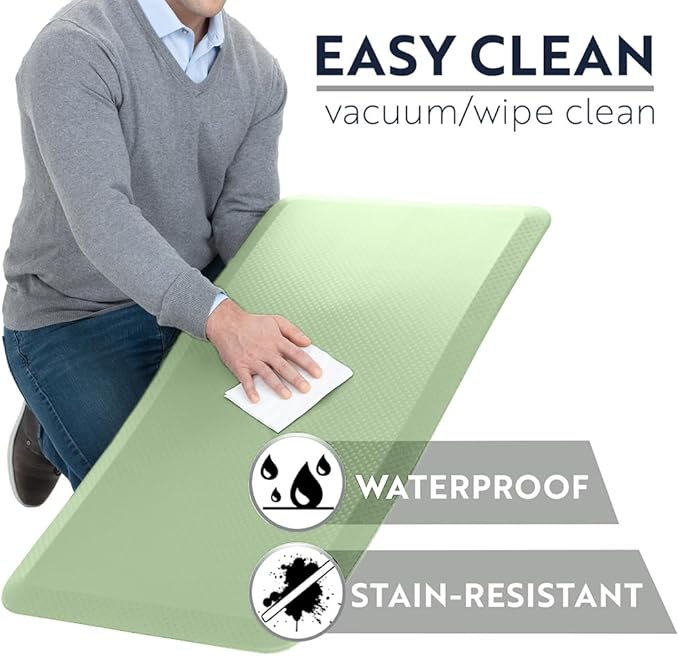 KANGAROO Thick Ergonomic Anti Fatigue Mats for Kitchen Floor, Cushioned Standing Office Desk Mat, Waterproof Scratch Resistant Topside, Supportive All Day Comfort Padded Foam Rugs, 20x32, Sage Green