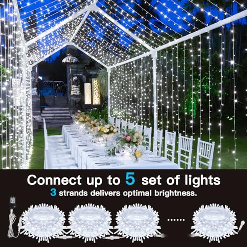 suddus 66ft 200 LED White String Lights with Timer, 12 Modes Christmas Fairy Lights Plug in, Connectable Indoor/Outdoor White Twinkle Lights for Xmas Tree, Bedroom, Garden, Wedding, Party Decorations - color: White, size: 200LED Connectable