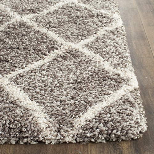 SAFAVIEH Hudson Shag Collection Accent Rug - 2' x 3', Grey & Ivory, Modern Trellis Design, Non-Shedding & Easy Care, 2-inch Thick Ideal for High Traffic Areas in Foyer, Living Room, Bedroom (SGH281B) - color: Grey/Ivory, size: 2' x 3' (Rectangular)