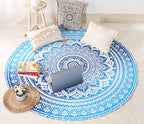 Popular Handicrafts Round Tapestry Wall Hanging Ombre Hippie Mandala Bohemian Hippy Intricate Indian Tapestries Tablecloth 68 Inches (173cm) Blue & Black Grey - color: Blue and Black Grey