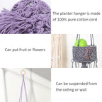 Macrame Plant Hangers with Tassels Indoor Hanging Planters Basket Handmade Cotton Rope Flower Pots Holder Stand Boho Home Decor Outdoor Decorations Round White