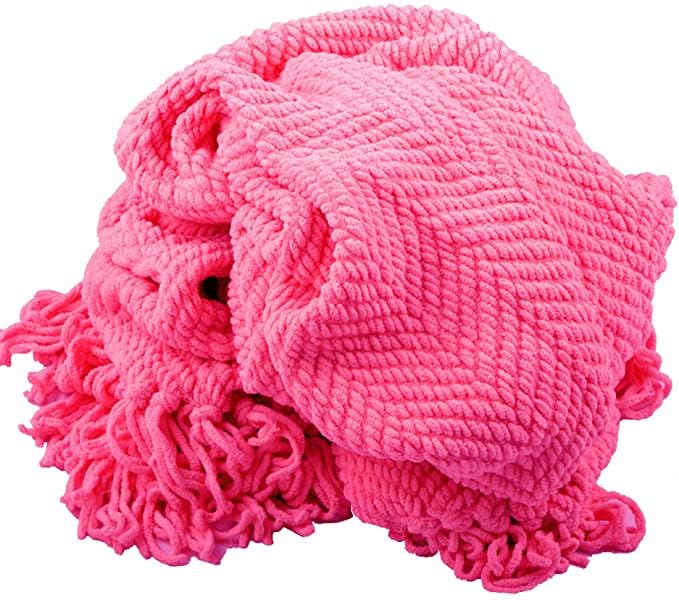 Home Soft Things Pink Throw Blanket Knitted Tweed Throw 50'' x 60'', Camellia Rose, Super Soft Cozy Warm Comfortable Breathable Throw for Living Room Chair Couch Bed Sofa Bedroom Home Décor - color: Camellia Rose, size: 50 in x 60 in