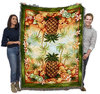 Pure Country Weavers Pineapples and Fruit Blanket by Elena Vladykina - Garden Floral Gift Tapestry Throw Woven from Cotton - Made in the USA (72x54) - color: Pineapples