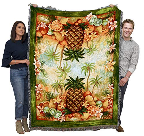 Pure Country Weavers Pineapples and Fruit Blanket by Elena Vladykina - Garden Floral Gift Tapestry Throw Woven from Cotton - Made in the USA (72x54) - color: Pineapples