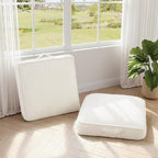 Floor Pillow for Adults Set of 2, 4" Square Floor Cushions with Washable Cover, Large Corduroy Meditation Pillow, 24 inches Tatami Seat with Handle for Living Room or Yoga, Beige