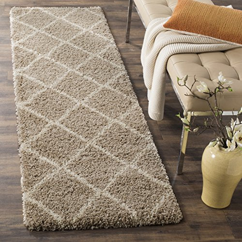 SAFAVIEH Hudson Shag Collection Accent Rug - 2' x 3', Beige & Ivory, Modern Trellis Design, Non-Shedding & Easy Care, 2-inch Thick Ideal for High Traffic Areas in Foyer, Living Room, Bedroom (SGH281S) - color: Beige/Ivory, size: 2' x 3' (Rectangular)