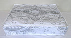 ICC Large Square Floor Pillow Cover Hippie Ottoman Pouf Cover Daybed Cotton Mandala Cushion Cover with Heavy Duty Zipper Seating Ottoman Poufs Dog-Pets Bed (White Silver Flower, 35" Square)