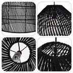Arturesthome 1 Light Wicker Bell Pendant Lamp, Design Basket Rattan Woven Pendant Light Shades, Handmade Hanging Ceiling Lights Crafts Lampshade Black - size: Black W 16.5" x H20.8"
