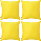 4-Pack 100% Cotton Comfortable Solid Decorative Throw Pillow Case,Thmyo Square Cushion Cover Pillowcase Sublimation Blank Pillow Covers DIY Throw Pillowcase for Sofa(16x16 inch/ 40x40cm,Lemon Yellow)