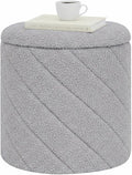 B FSOBEIIALEO Ottoman with Stroage, Boucle Round Storage Ottoman with Tray,Foot Rest Stool for Dorm Room, Living Room Grey, 12.99"x12.99"x13.78"