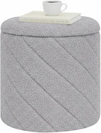 B FSOBEIIALEO Ottoman with Stroage, Boucle Round Storage Ottoman with Tray,Foot Rest Stool for Dorm Room, Living Room Grey, 12.99"x12.99"x13.78"