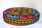 ICC Large Hippie Mandala Round Floor Pillow Cover Ottoman Pouf Cover Daybed Oversized Cotton Cushion Cover with Heavy Duty Zipper Seating Ottoman Poufs Dog-Pets Bed (Multi UP Elephant, 35" Round)