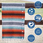 Benevolence LA Authentic Mexican Blanket – Handwoven Falsa Serape Throw – Beach, Camping, Picnic & Yoga Blanket – Lightweight Cotton Throw for Outdoor & Home – Mandarin, 50x70 in - color: Mandarin