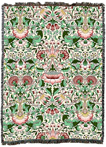 Pure Country Weavers William Morris Lodden Rose Blanket XL - Arts & Crafts - Gift Tapestry Throw Woven from Cotton - Made in the USA (82x62) - color: Rose, size: X-Large