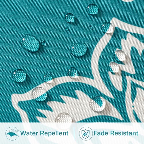 Decorative Outdoor Floral Pillow Covers Set of 2,Waterproof Boho Farmhouse Throw Pillows Summer Coastal Accent Pillowcases for Patio Furniture Garden Sofa 18x18 Inch, Teal Blue - color: Teal Blue