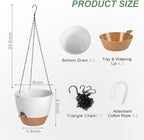 Hanging Planters for Indoor Outdoor Plants, 2 Pack Self Watering Hanging Pot with Drainage Holes & Removable Tray (White, 6'')