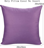4-Pack 100% Cotton Comfortable Solid Decorative Throw Pillow Case,Thmyo Square Cushion Cover Pillowcase Sublimation Blank Pillow Covers DIY Throw Pillowcase for Sofa Couch(20x20 inch/ 50x50cm,Purple)