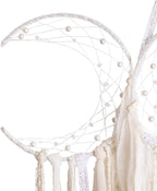 ANROYE White Triple Moon Goddess Macrame Wall Hanging, Boho Crescent Dream Catcher, Bohemian Dreamcatcher for Women Bedroom, Woven Tapestry-Witchcraft Gift, Pagan Decor for Adults Decoration
