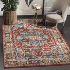 SAFAVIEH Bijar Collection 3' x 5' Red / Royal BIJ605R Traditional Oriental Distressed Non-Shedding Living Room Bedroom Accent Rug - size: 3' x 5' (Rectangular)