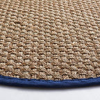 SAFAVIEH Area Rug 3' Round - Natural Fiber Collection - Natural & Blue, Seagrass, Basketweave Pattern with Border (NF114E) - color: Natural/Navy Blue, size: 3' (Round)