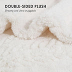 EverGrace Cable Jacquard Sherpa Fleece Throw Blanket for Couch, Super Soft Cozy Fuzzy Plush Blankets for All Seasons, Reversible Thick Warm Blanket for Bed, Sofa, Living Room, Ivory White, 50" x 60"