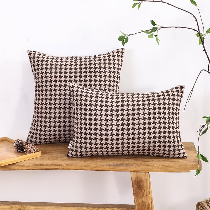 The Perfect Combination of AMAROTI Coffee Color and Gray, Exquisite Windmill Texture Pattern, 18X18 inch Farmhouse Living Room Sofa More Upscale Enjoy Jacquard Craft and Velvet Texture Fabric - color: Coffee Pattern and Gray Pattern, size: 18" x 18" (Pack