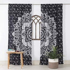 Popular Handicrafts Indian Hippie Bohemian Beautiful Ombre Color Mandala Curtain Panels Black Silver - color: Black Silver, size: 38"W x 83"L (Pack of 2)