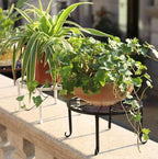 9-1/2 Inch Diameter X 5 Inch High Metal Potted Plant Stand - Rust Proof Wrought Iron Short Flower Pot Bracket Tripod Floor Dish Decorative Pot Holder (Black)