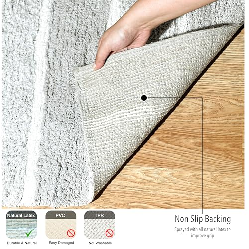Chardin home Cordural Stripes Bath Mat, Set of 2 Bath Rugs (17x24 Inches & 21x34 Inches) | Non Slip Bathroom Rug, Machine Washable, Plush, Highly Absorbent | Grey-White - color: Grey-white