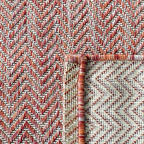 SAFAVIEH Outdoor Accent Rug 2'x3'7" - Courtyard Collection - Coastal Design, Red & Beige, Durable & Easy Cleaning, Ideal for Patio, Entryway, Mudroom, Backyard (CY8022-36521) - color: Red/Beige, size: 2' x 3'7" (Rectangular)