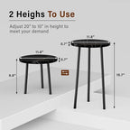 Plant Stand Indoor 2 Pack: Corner Wood 20 Inch Plant Stand Mid Century Modern Decor - Small Round Plant Table for Indoor Plants - Plant Holder for Patio Living Room Bathroom Office (Black Marble)
