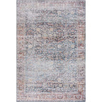 Bloom Rugs Caria Washable Non-Slip 4x6 Rug - Ocean Blue/Brick Traditional Area Rug for Living Room, Bedroom, Dining Room, and Kitchen - Exact Size: 4' x 6' - color: Ocean Blue / Brick, size: 4' x 6' (Rectangular)