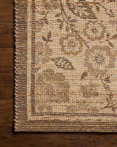 Loloi Chris Loves Julia Rue Collection RUE-03 Bark/Mocha 2'-3" x 3'-9" Accent Rug Jute Neutral Floral Living Room Bedroom Rug - color: Bark / Mocha, size: 2'3" x 3'9" (Rectangular)