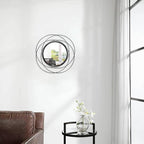 Wall Mirror Mounted Black Small Round Decorative Mirrors, Circle Metal Art Mirror Home for Bathroom Vanity, Living Room or Bedroom 12” x 12”