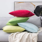 MIULEE Velvet Throw Pillow Covers 18x18 Inch, Pack of 2 - Lime Green, Soft Solid Decorative Pillow Covers Cushion Cases Modern Luxury Home Decor for Spring Couch Sofa Bedroom Livingroom