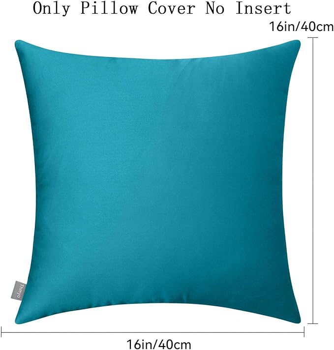 Thmyo 4-Pack 100% Cotton Comfortable Solid Decorative Throw Pillow Case Square Cushion Cover Pillowcase Sublimation Blank Pillow Covers DIY Throw Pillowcase for Sofa(16x16 inch/ 40x40cm,Lake Blue)