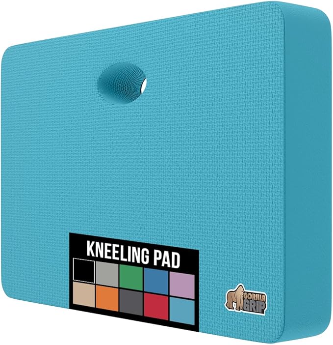 GORILLA GRIP Extra Thick Patent Pending Supportive Foam Kneeling Pad, Large Cushion Knee Pads for Gardening, Baby Bath, Dirt and Water Resistant, Workout and Garden Supplies, 17.5x11, Turquoise