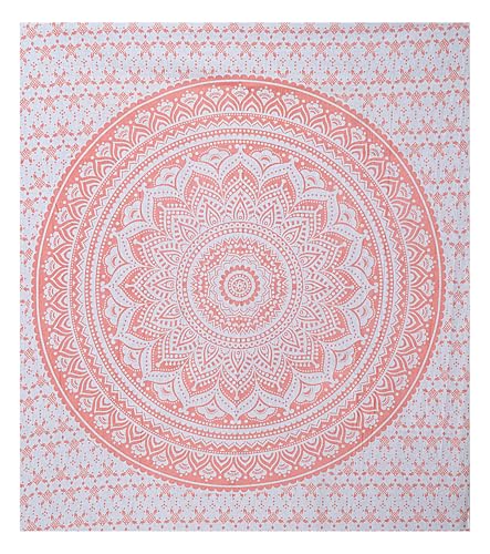 FURNISHFUL FINESSE Handmade Cotton Mandala Wall Tapestry - Rose Gold Ombre Boho Wall Decor, Indian Boho Bohemian Hippie Cute Room Hanging for Girly Bedroom, Dorm & Living Room Aesthetic - 30x40 Inches, Rose Gold - color: Rose Gold, size: 40"L x 30"W
