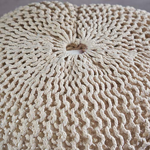 Christopher Knight Home Ansel Knitted Cotton Pouf, Beige - color: Beige