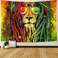 Simsant Rasta Rastafarian Lion Head Bob Tapestry Wall Hanging for Living Room Bedroom Dorm - Psychedelic Decor (92.5"x70.9") - size: 92.5"L x 70.9"W